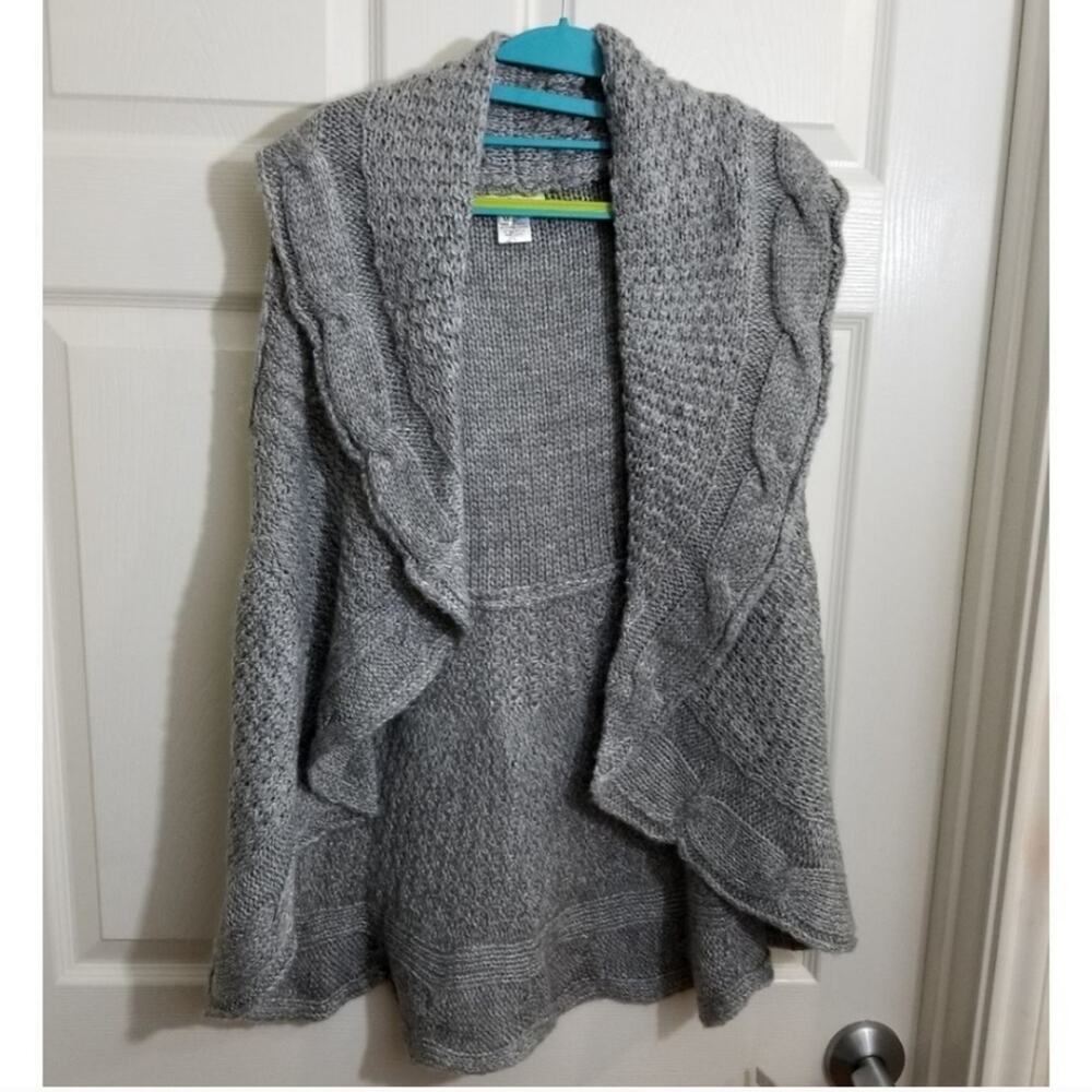 Entro Grey cable‎ knit shawl collar cardigan sweater size medium